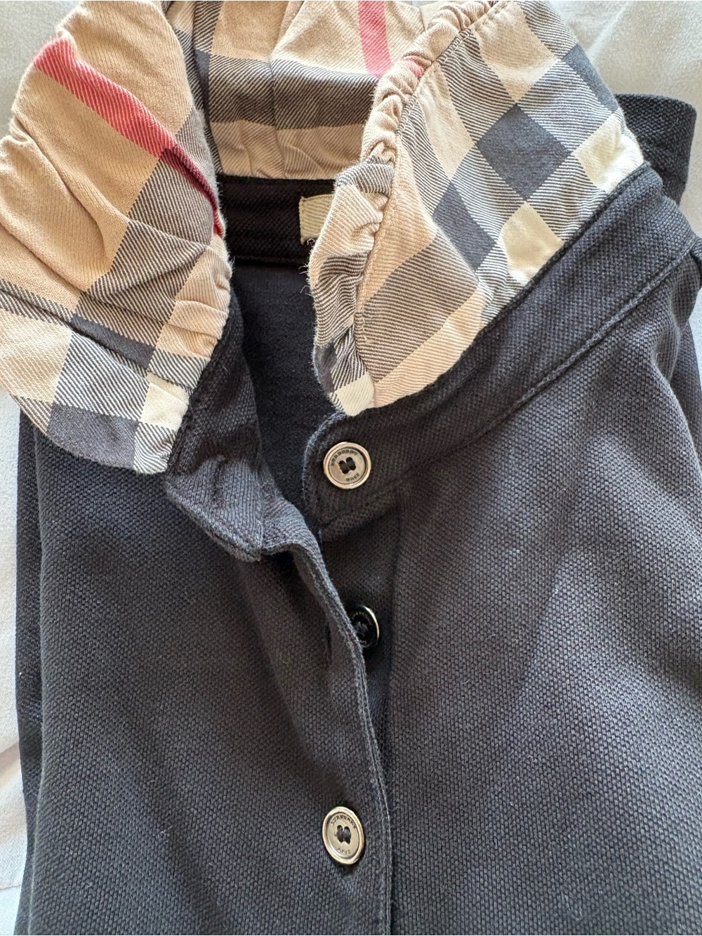 Burberry Black Short Sleeve Polo with Signature Check Collar - Picture 12 of 12